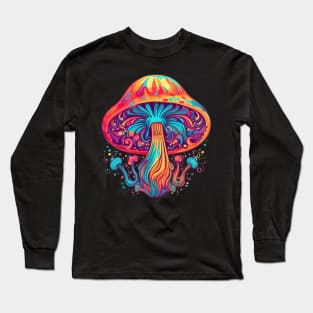 Psychedelic Shroom Mushroom Neon Art Long Sleeve T-Shirt